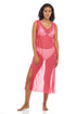 SOLID LONG DRESS - POWER MESH PRINT